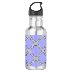 Quatrefoil periwinkle and grey 532 ml water bottle