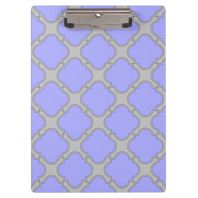 Quatrefoil periwinkle and grey clipboard (Front)