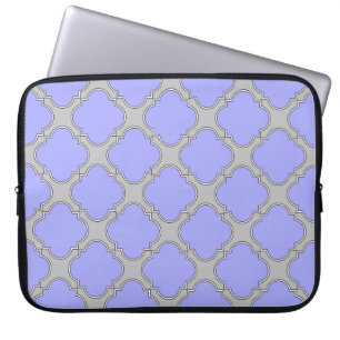 Quatrefoil periwinkle and grey laptop sleeve