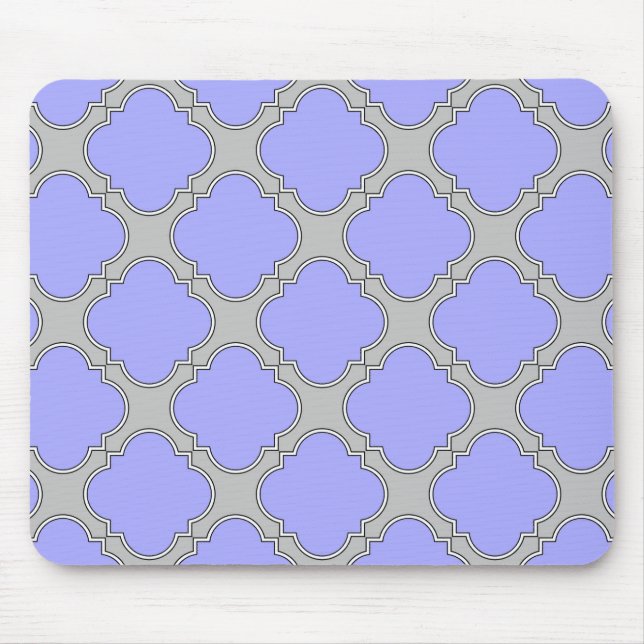Quatrefoil periwinkle and grey mouse mat (Front)