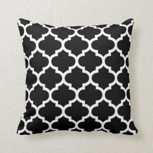 Quatrefoil Pillow - Black and White Pattern