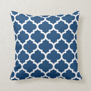 Quatrefoil Pillow - Monaco Blue Pattern