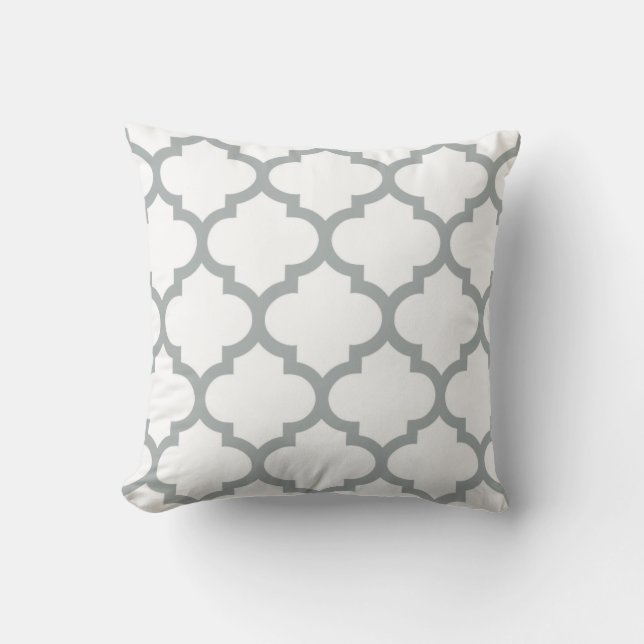 Quatrefoil Pillow - Paloma Grey (Front)