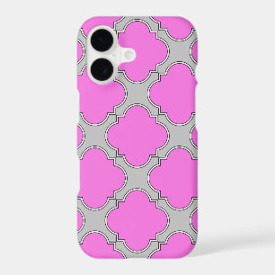 Quatrefoil pink and gray