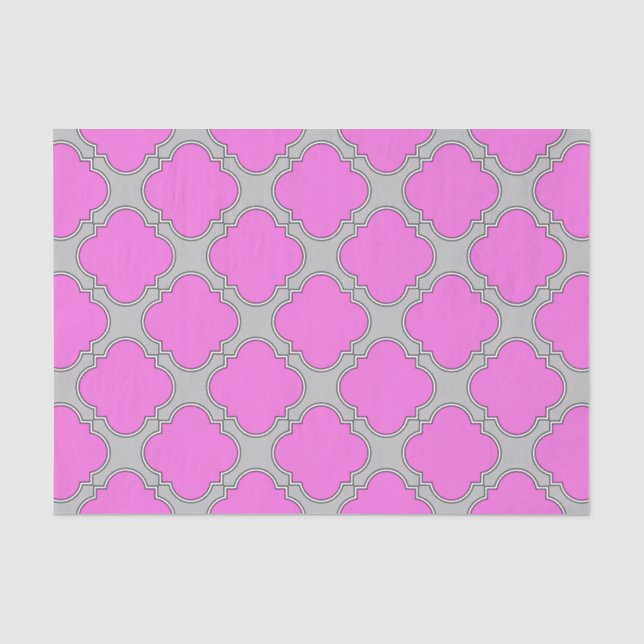 Quatrefoil pink and gray tissue paper (Front)