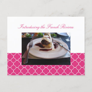 Quatrefoil pink clover business event invitation postcard