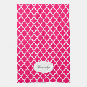 Quatrefoil Pink & White   DIY Colour Tea Towel