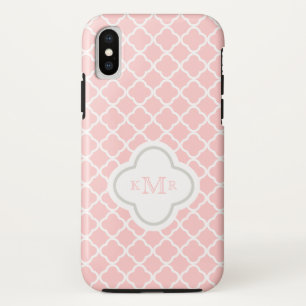 Quatrefoil Pink White Pattern Stylish Monogram iPhone X Case