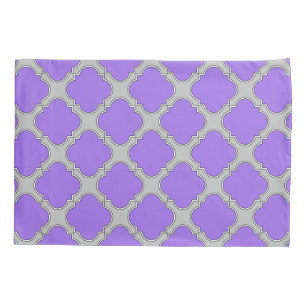 Quatrefoil purple and gray pillowcase