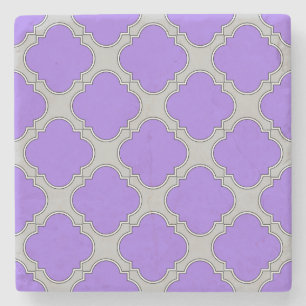 Quatrefoil purple and gray stone coaster