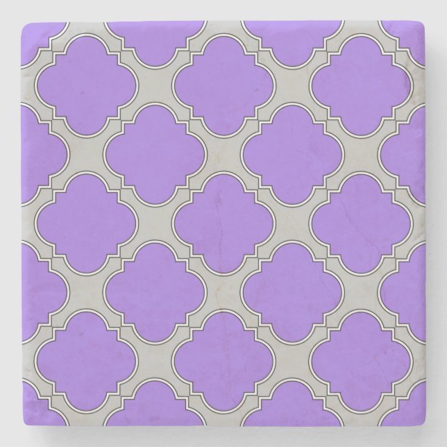 Quatrefoil purple and gray stone coaster (Front)