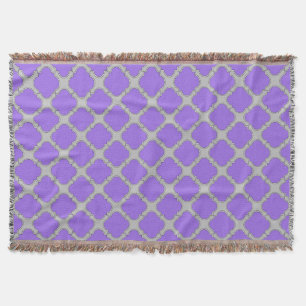 Quatrefoil purple and gray throw blanket