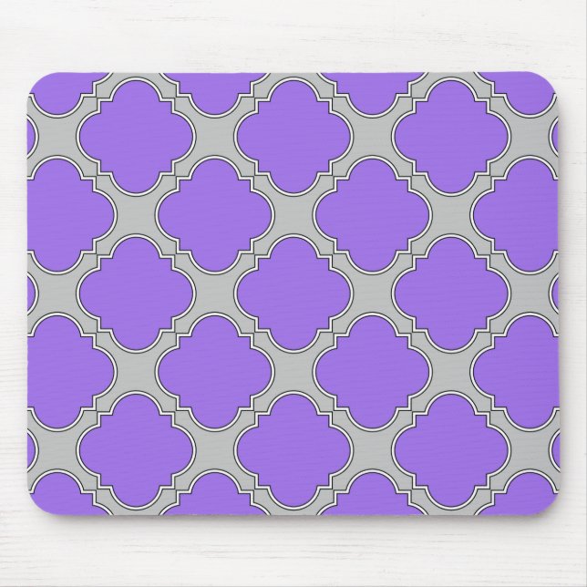 Quatrefoil purple and grey mouse mat (Front)