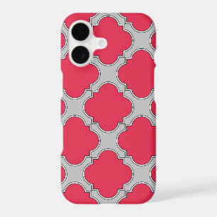 Quatrefoil red and gray