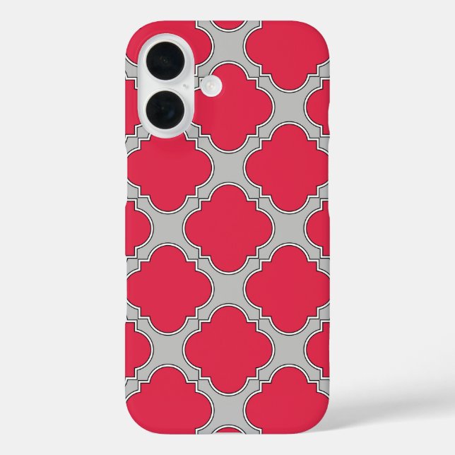 Quatrefoil red and gray Case-Mate iPhone case (Back)