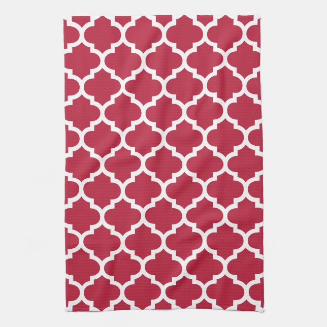 Quatrefoil Red Kitchen Towels (Vertical)
