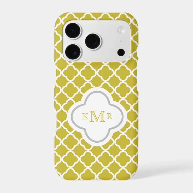 Quatrefoil Retro Yellow Pattern Stylish Monogram (Back)