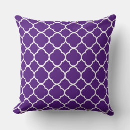 Quatrefoil Royal Purple White Lattice Cool Cotton Cushion