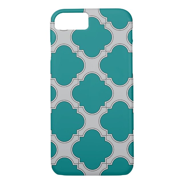 Quatrefoil teal and gray Case-Mate iPhone case (Back)