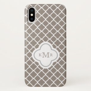 Quatrefoil Toffee Brown Pattern Stylish Monogram iPhone X Case