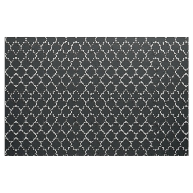 Quatrefoil White on Black Fabric (Yard)