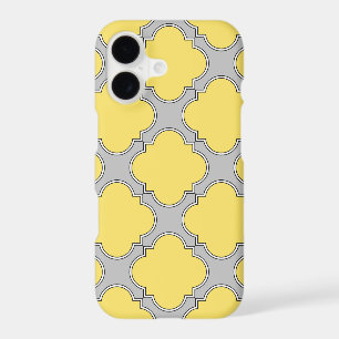 Quatrefoil yellow and gray