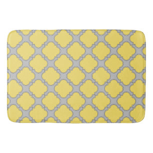 Quatrefoil yellow and gray bath mat