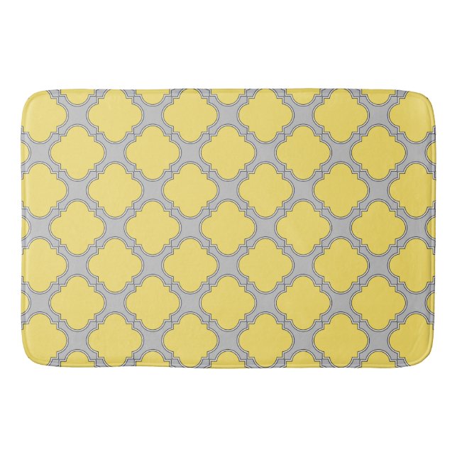 Quatrefoil yellow and gray bath mat (Front)