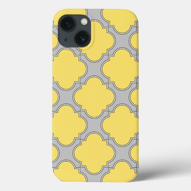 Quatrefoil yellow and gray Case-Mate iPhone case (Back)