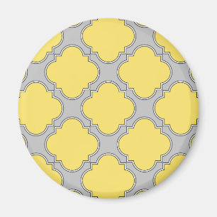 Quatrefoil yellow and gray magnet