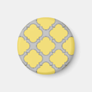 Quatrefoil yellow and gray magnet