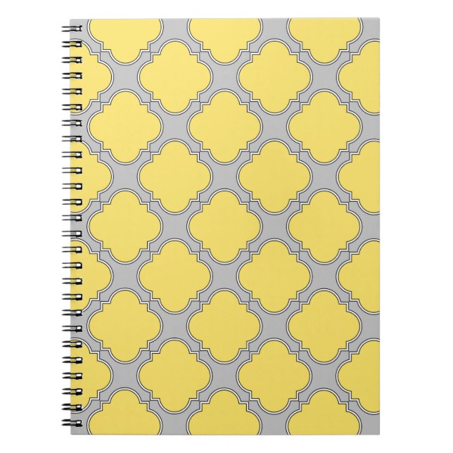Quatrefoil yellow and grey notebook (Front)