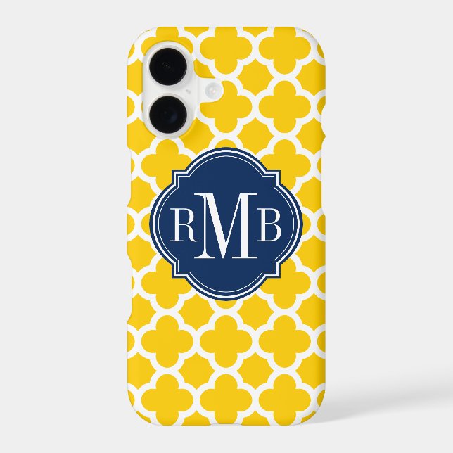 Quatrefoil Yellow and White Pattern Monogram (Back)