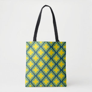 Quatrefoil Yellow & Blue Tote Bag