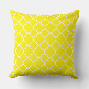Quatrefoil Yellow White Sunshine Home Decor Cotton Cushion