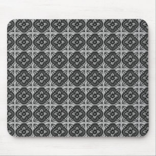 Quatrefoils Black on Silver Mouse Mat