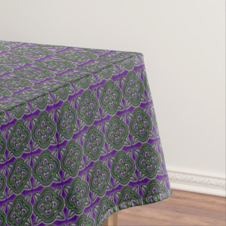 Quatrefoils Crosses Green and Purple Tablecloth