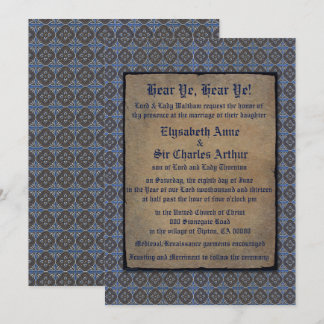 Quatrefoils Gold on Blue Invitation