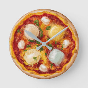 Quattro Formaggi Pizza Round Clock
