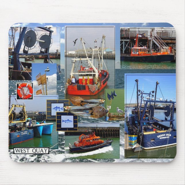 QUAYSIDE - Fishing boats Mouse Mat (Front)
