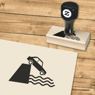 Quayside Warning Sign Icon Rubber Stamp