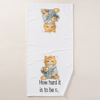 Que Dificil Ser Yo Funny Tired Cat 3-Piece Towel S
