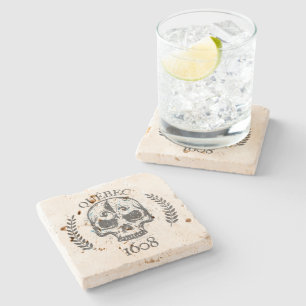 Quebec 1608 crane style grunge métal stone coaster