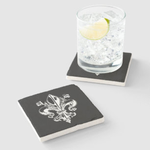Quebec 1608 flower of medieval lily grunge metal stone coaster