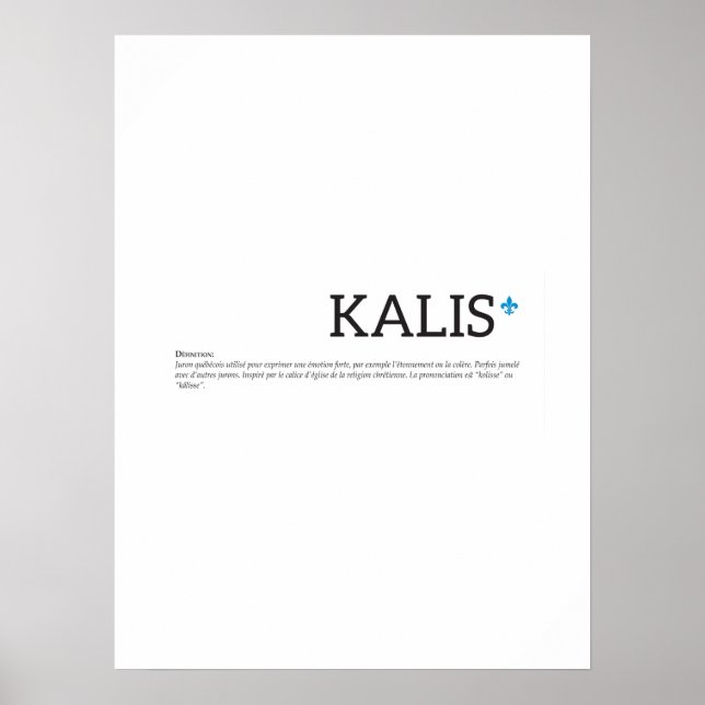 Québec Calisse Juron Joual Humor Français Poster (Front)