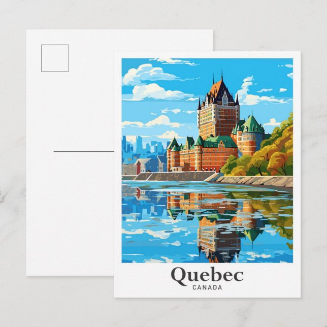 Quebec Canada Art Vintage Travel Illustration Postcard (Front/Back)