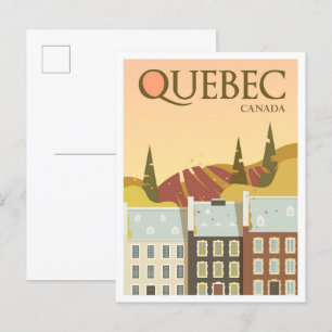 Quebec Canada Art Vintage Travel Illustration Postcard