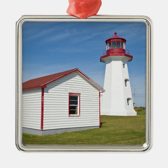 Quebec, Canada. Cap D'Espoir Lighthouse. Metal Tree Decoration (Front)