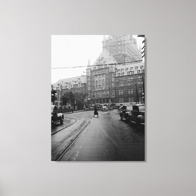 Quebec Canada Castle Cars Street 1930's Photo Canvas Print (Front)