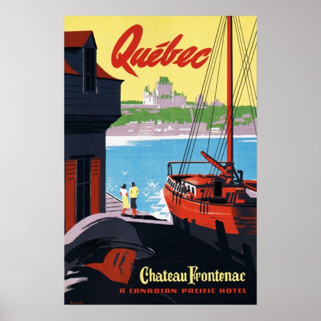 QUEBEC Canada Chateau Frontenac Ship Harbour Trave Poster (Front)